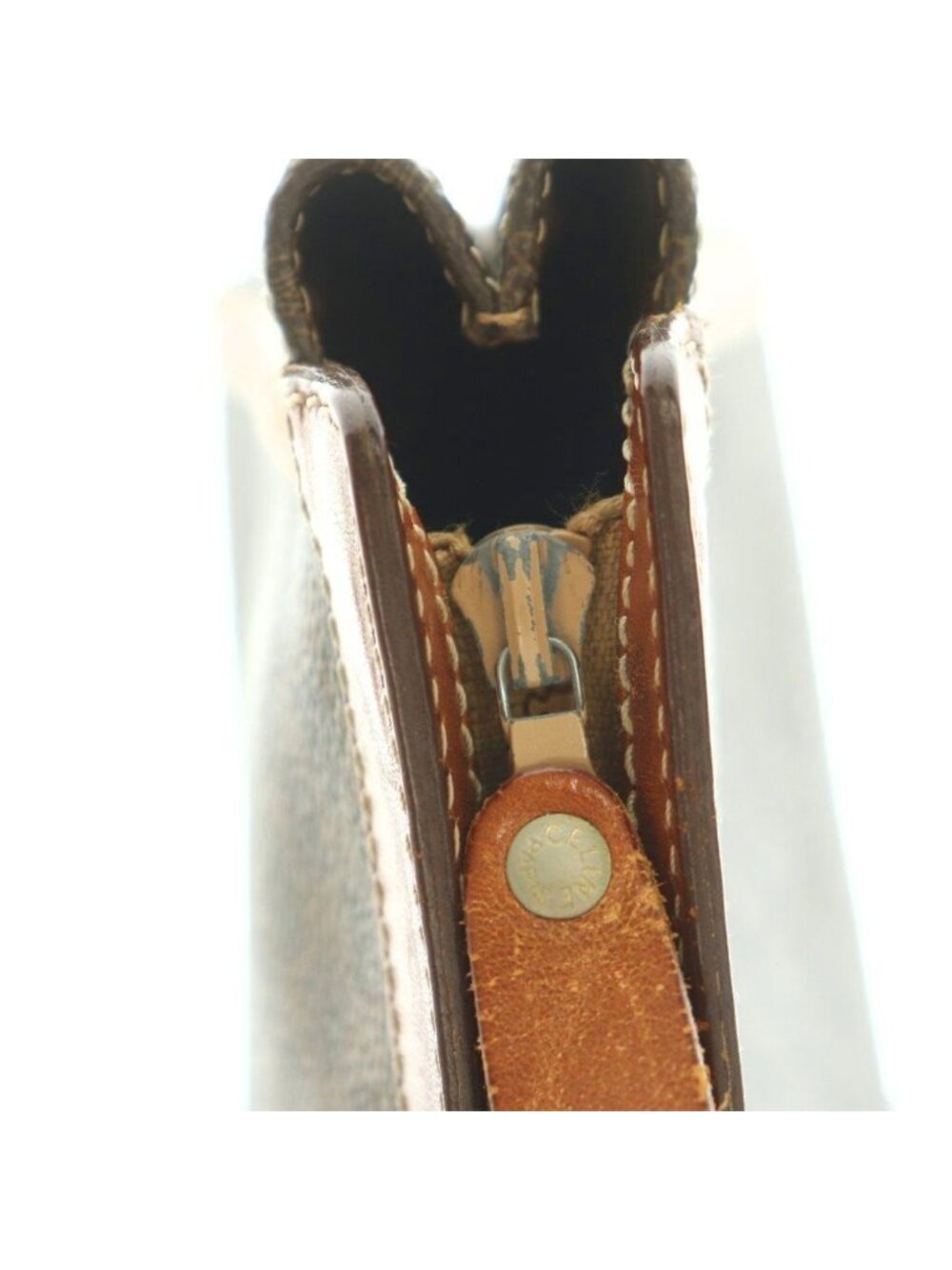 Celine Clutch Leather Macadam Pattern Brown - Picture 7 of 8